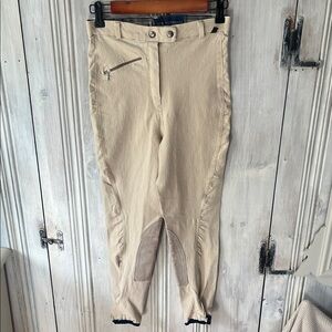 Vintage Equestrian Riding Breeches pants 26 Beige Cotton Lycra High Waist